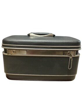 Vtg Samsonite Silhouette Train Case Mirror Key Gray Divided Int Shwayder USA